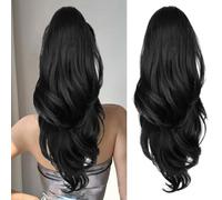 XFSRG Coleta Postiza Pelo Natural Extensión de Cabello Ondulado Extensiones Clip Pelo Sintético Cola de Caballo Larga Voluminosa para Mujeres Peinados Diarios