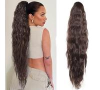 XFSRG Coleta Postiza Pelo Natural Ondulado Sintética Ponytail Drawstring Extensiones de Cabello Coleta para Mujeres（Marrón/76CM）