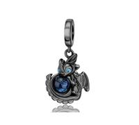 XFSRG Colgante Charm para Pulseras Collares Halloween Colgante DIY con Cuentas Dragón del Eclipse Nocturno de Cobre con Perla de Vidrio Azul Brillante Ideal para Joyería y Llaveros