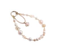 XFSRG Colgante Móvil con Perlas de Cristal y Colgante Lazo de Muñeca Compatible con Fundas Antipérdida (Rosa)