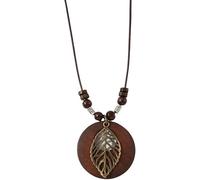 XFSRG Collar Colgante de Madera para Mujer con Diseño de Hoja Estilo Bohemio Ideal para Regalo Original Moda Singularu