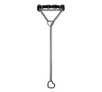 XFSRG Collar con O-Ring Gargantilla en PU para Bondage Choker Slave con Cadena y Corazón Collar Ajustable para Fetichismo y SM Accesorio para Adultos