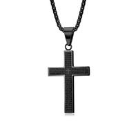 XFSRG Collar Cruz Hombre Colgante de Cruz Cadena de Negro Joyería para Hombres y Niños Perfecto para Bautizos y Uso Diario