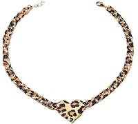 XFSRG Collar de Corazón de Leopardo para Mujer Collar de Moda con Cadena Dorada Accesorio Elegante para Fiesta y Uso Diario