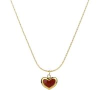 XFSRG Collar de Corazón Dorado para Mujer Cadena de Plata con Colgante de Corazón Rojo Joyería Singularu para Mujeres Elegantes Ideal para Regalo de Cumpleaños Graduación y Ocasiones Especiales
