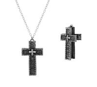 XFSRG Collar de Cruz Hombre Negra Cadena Acero Inoxidable con Compartimento Secreto Duradera Collar con Colgante Cruz Joyas de Vintage para Todas las Ocasiones