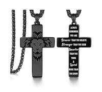 XFSRG Collar de Cruz para Hombre Niño Cadena con Colgante de Cruz Negra Acero Inoxidable Joyería Religiosa Resistente y Duradero Regalos para Él Hijo Novio