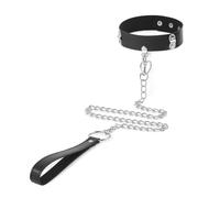 XFSRG Collar de Esclavitud con O-Ring - Collar Bondage Ajustable de Cuero PU con Cadena Elegante, Correa Fetiche SM para Parejas y Mujeres (B)