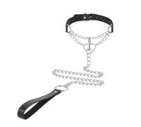 XFSRG Collar de Esclavitud con O-Ring - Collar Bondage Ajustable de Cuero PU con Cadena Elegante, Correa Fetiche SM para Parejas y Mujeres (A)