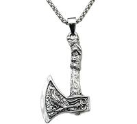 XFSRG Collar de Hacha Vikinga de Acero Inoxidable para Mujer Diseño Único y Detallado Cadena Plata Regalo Mujer Tous