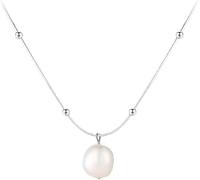 XFSRG Collar de Perla Natural para Mujer Cadena de Plata con Colgante de Perla Elegante Joyería Fina para Mujeres Regalo Ideal para Cumpleaños Graduaciones y Ocasiones Especiales