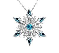 XFSRG Collar de Plata Mujer con Colgante de Cristal Azul y Diamantes Joyería Elegante para Regalo de Cumpleaños Graduación y Ocasiones Especiales