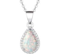 XFSRG Collar de Plata para Mujer con Colgante de Ópalo y Circonitas Joyería Elegante y Moderna Ideal para Todas las Ocasiones