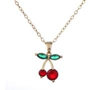 XFSRG Collar Mujer Cadena de Plata con Colgante de Cereza, Gargantilla Dorada para Regalo, Collar Hombre y Mujer para Todas las Ocasiones