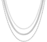 XFSRG Collar Mujer Necklace Cadena Triple Capa Gargantilla Collares Joyeria Elegante Cadena Plata Oro Accesorios Moda Colgante Mujer Joyas de (Plata)