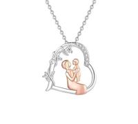 XFSRG Collar para Madre Hija Colgante con Forma de Corazón Collar Circonita Cúbica Original Joyas para Hija Esposa Madre Hermanas Regalos para día de la Madre