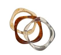 XFSRG Conjunto de 3 Pulseras en Resina Brazaletes Geométricos Minimalistas en Transparente Marrón Translúcido y Crema Accesorios Ligeros para Mujer