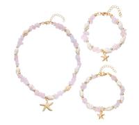 XFSRG Conjunto de Collar, Pulsera y Tobillera con Colgante de Estrella Mar Bohémien Parure idéale pour la plage en été