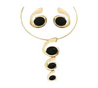 XFSRG Conjunto de Joyas a la Moda con Diseño de Caracol Collar Llamativo y Pendientes en Espiral con Detalles Negros para el Uso Diario y Ocasiones Especiales(Oro)