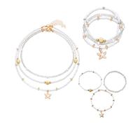 XFSRG Conjunto de Joyas de Mujer con Perlas Blancas Simuladas y Calcetín Colgante de Estrella de Mar Elegante Collar y Pulsera para Verano y Playa (Blanco-2)