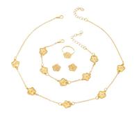 XFSRG Conjunto de Joyas de Mujer en Oro Florales Collar Pulsera Anillo y Pendientes Joyería Elegante para Toda Ocasión (Dorado)