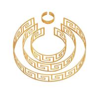 XFSRG Conjunto de Joyas Mujer Collar Pulsera Anillo Diseño Griego Moderno Elegante para Fiesta y Uso Diario