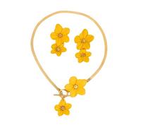 XFSRG Conjunto de Joyas Mujer Flor Amarilla Juego Collar Pendientes Elegantes Conjuntos para Modernas y Atractivas Ideal Eventos Uso Diario (Amarillo)