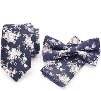 XFSRG Conjunto Floral Estampado Corbata Pajarita Pañuelo Bolsillo Complementos Caballero Traje Elegante