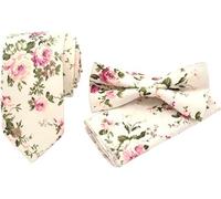 XFSRG Conjunto Floral Estampado Corbata Pajarita Pañuelo Bolsillo Complementos Caballero Traje Elegante