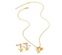 XFSRG Conjunto Joyas Estrella Mar Concha Marina Collar Pendientes Acero Inoxidable Perla Artificial Colgante Náutico Veraniego