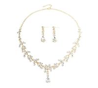 XFSRG Conjunto Joyería Gota Cristal Azul Collar Pendientes Elegante Adorno Femenino Brillante Accesorio Nupcial