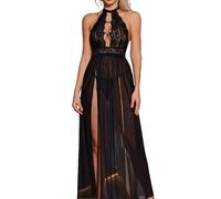 XFSRG Conjunto Lencería Mujer Sexy Erótico Transparente Encaje Negro Elegante Ropa Interior Mujer Noche Romántica (Negro, XL)