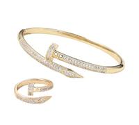 XFSRG Conjuntos De Joyas Elegantes De Oro Y Diamantes Para Mujer Juego De Collar Y Pendientes Brillantes Ideal Para Eventos Especiales (Oro)