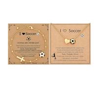 XFSRG Conjuntos de Joyas Fútbol para Mujer y Hombre Collar y Pulsera Cruz Colgantes Ajustable Accesorio Deportivo para Fans Amantes del Deporte