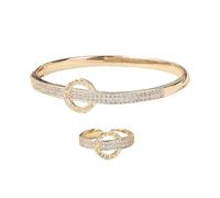 XFSRG Conjuntos de Joyas para Mujer Niñas Pulsera Anillo con Zirconia Cúbica Chapado Oro Plata Joyas de Moda para Esposa Madre Novia