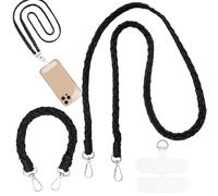 XFSRG Cordón para Móvil Colgador Móvil Cuello Cordón de Correa de Muñeca con 2 Parche Compatible con Todos Los Teléfonos Inteligentes y la Mayoría de los Funda (Negro)