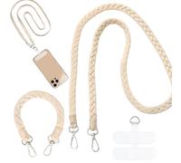 XFSRG Cordón para Móvil Colgador Móvil Cuello Cordón de Correa de Muñeca con 2 Parche Compatible con Todos Los Teléfonos Inteligentes y la Mayoría de los Funda (Caqui)