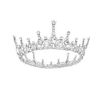 XFSRG Corona Cumpleaños Elegante Diseño Real Tiara Para Novia Corona Reina Mujer Para Bodas y Eventos Especiales (Plata+Blanco)