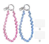 XFSRG Correa Para Movil Con Cuentas Brillantes De Cristal Pulsera De Moda Para Teléfono Accesorio Elegante Para Mujeres (Rosa, Azul)