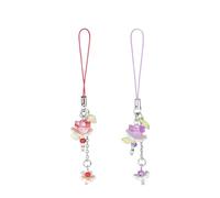 XFSRG Cuerda para Movil con Colgante de Flor de Loto Cordón para Movil Colgar con Diseño Elegante y Colores Pastel Charms Decorativos para Teléfonos Ideal para Mujeres y Niñas (Rojo+Morado)