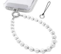 XFSRG Cuerda para Móvil Cordon para Movil Accesorios Colgante con Perlas Correa Movil Elegante Cuerda Colgar Cordón de Teléfono Anillo(Plata)