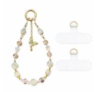 XFSRG Cuerda para Movil de Mariposa Perlas Cadena Anti Pérdida Colgante con 2 Parches Compatible para Todos los Teléfonos Inteligentes y la Mayoría Funda(Verde)