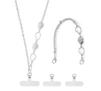 XFSRG Cuerda para Movil Dorada Elegante y Resistente Cordón para Movil con Diseño Moderno Accesorios Movil para Mujeres y Hombres Correa Movil Colgar(Plata)