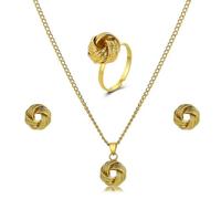 XFSRG Cuerda Trenzada Nudo Conjunto Collar Pendientes Anillo Ajustable Hipoalergénico Joyería Elegante Accesorios Decorativos Joyería Nupcial Conjunto