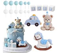 XFSRG Decoracion de Tarta Oso Babyshower Decoración de Tarta de Cumpleaños Accesorios para Decorar Pasteles Baby Shower Fiesta de Cumpleaño (Azul)