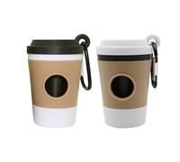 XFSRG Dispensador Bolsas Caca Perro Set de 2 Unidades con Diseño Taza de Café Soporte Portátil para Paseos Viajes y Exterior Blanco y Negro