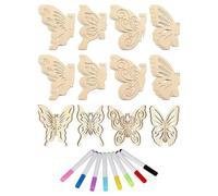 XFSRG DIY 3D Flores Kit de Manualidades de Madera para Pintar para Adultos con 24 Discos de Madera Naturales y 8 Rotuladores al Agua para Decoraciones Primaverales (Mariposa)