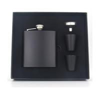 XFSRG Elegante Petaca Negra de Acero Inoxidable con Vasos y Embudo Juego de Frasco para Boda Personalizada para Alcohol Ideal para Hombres y Mujeres