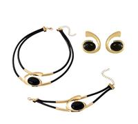XFSRG Elíptico Conjuntos de Joyas para Mujer Collar Bohemia Doble Capa Espiral con Colgante Pendientes Piedras Naturales Pulsera Geometría Joyeria Niñas para la Fiesta de Bodas Aniversario