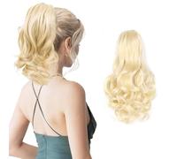 XFSRG Extensión de Cola Caballo Pinza Garra en Extensiones Coleta Postiza Rizada con Pinza Cabello Sintético 27cm Efecto Natural y Voluminoso para Mujeres（Oro）